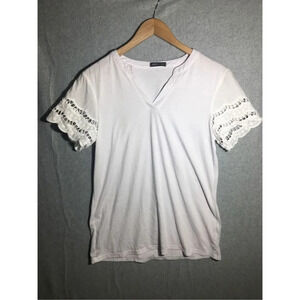 Womens Miholl Blouse White Lace Sleeve Detail Date Night Career Work Casual